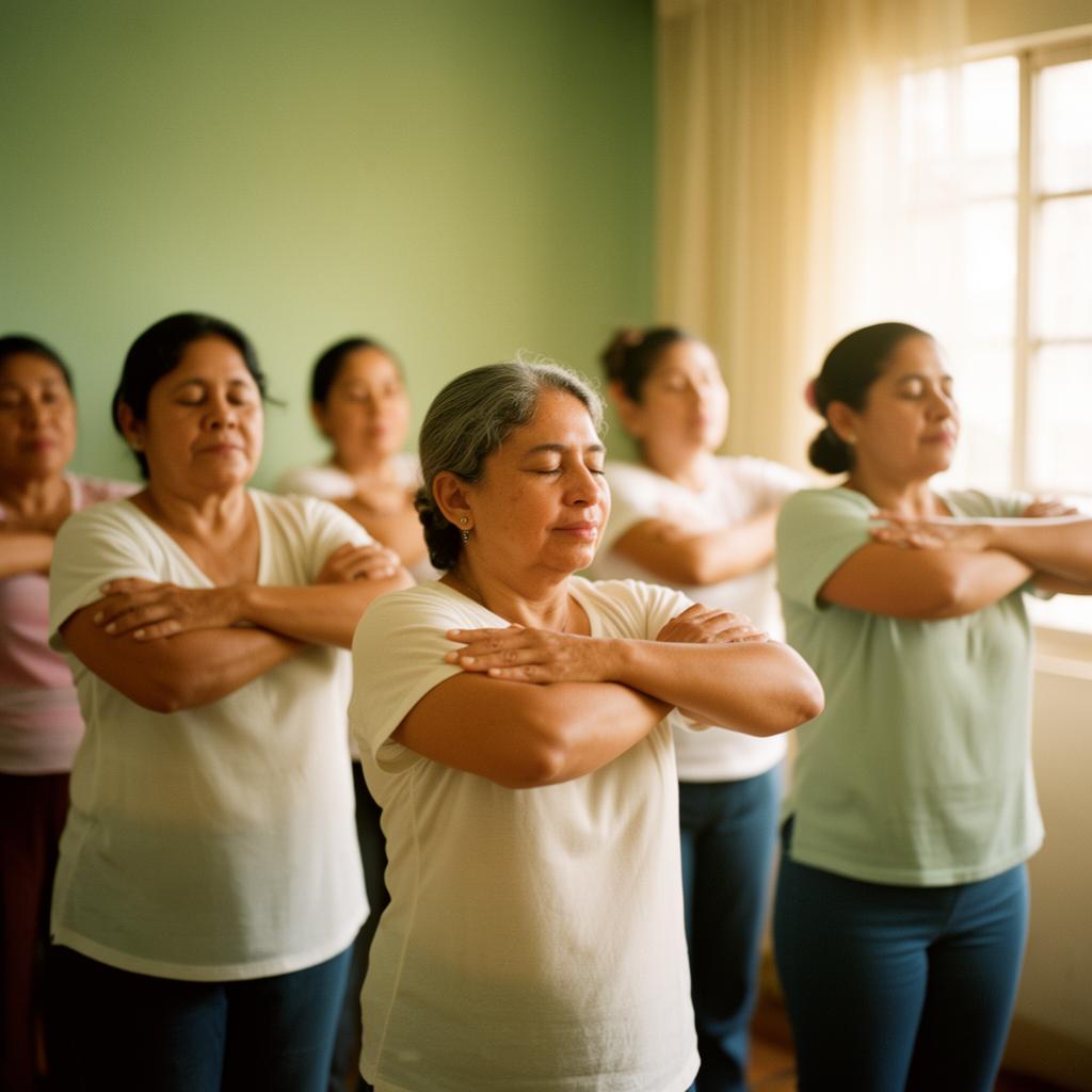 Cuidadoras participando en un taller grupal de autocuidado.